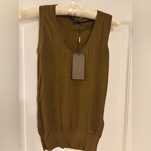 Gucci Olive Green Textured Knit Tank Top